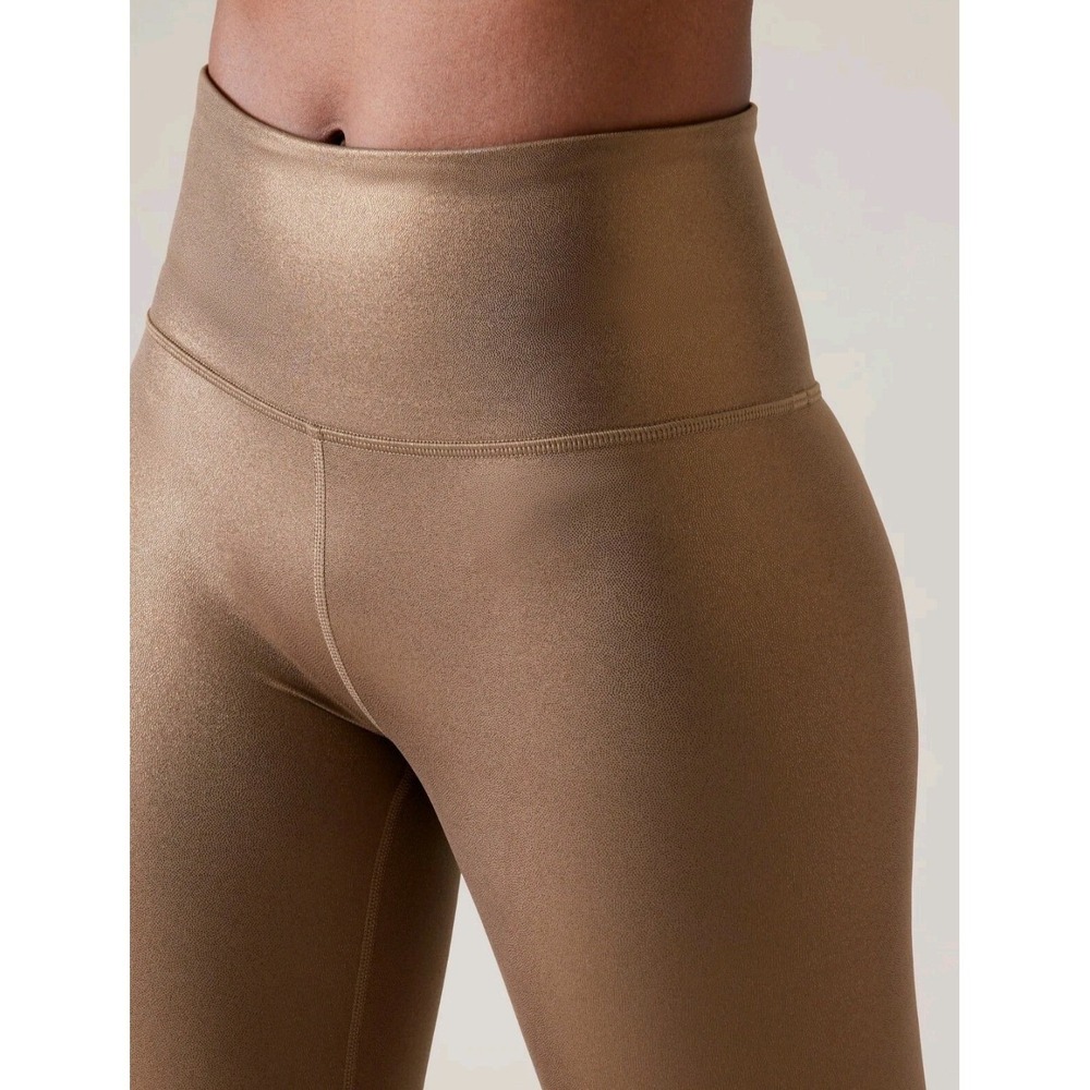New Athleta Elation Shine Tight Leggings XL Gold Metallic Ultra High Rise NWT - Picture 2 of 10